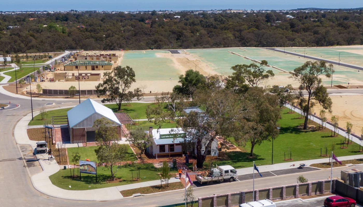 Aerial view of Clementine sales office and new lots