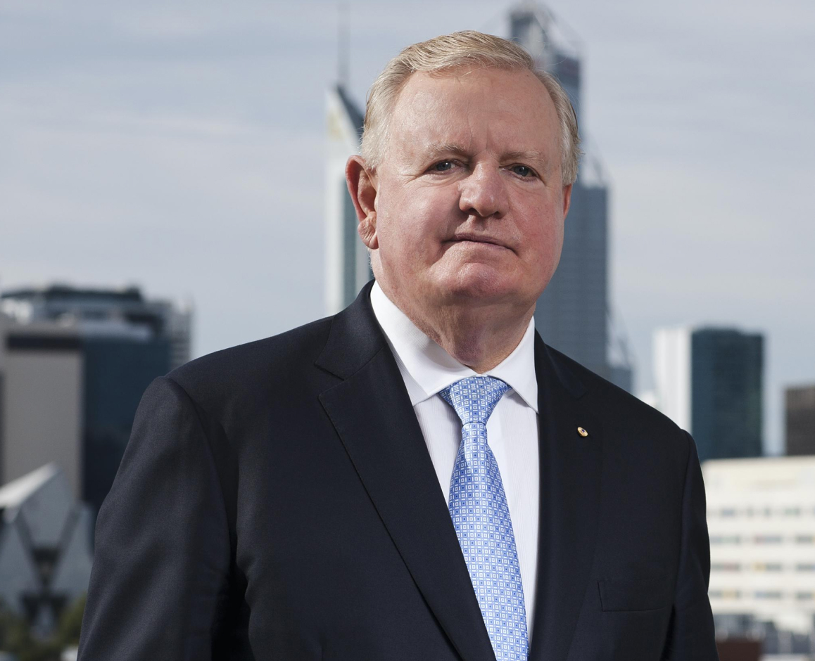 Nigel Satterley with Perth skyline in background