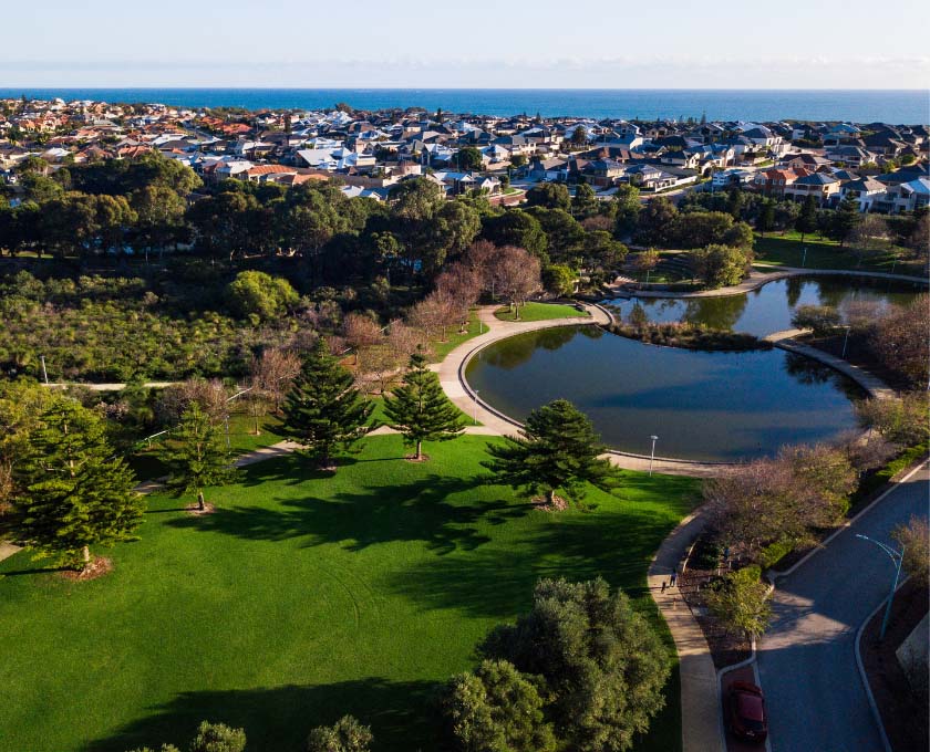 Aerial view of the community