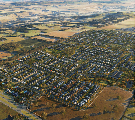 Botanical, Mickleham aerial shot of community being established.