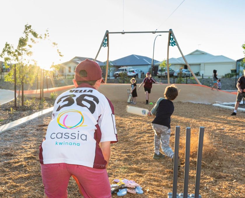 Cassia, Kwinana local park, children playing cricket