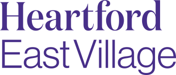 Heartford East Village Logo Stacked Purple 150