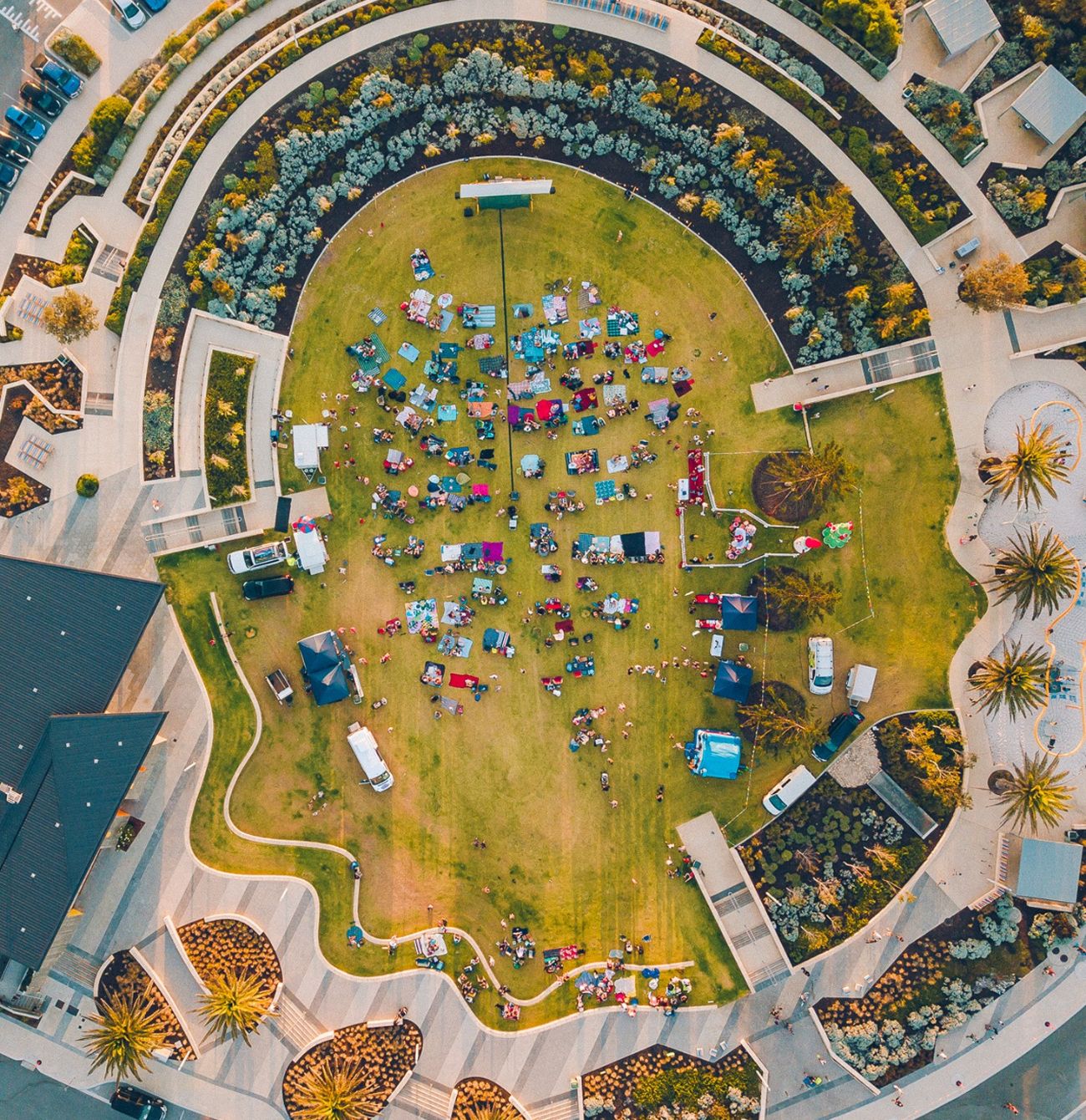 Eden Beach, Jindalee, aerial view of community event
