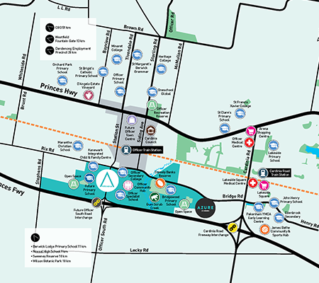 Arcadia, Officer location map