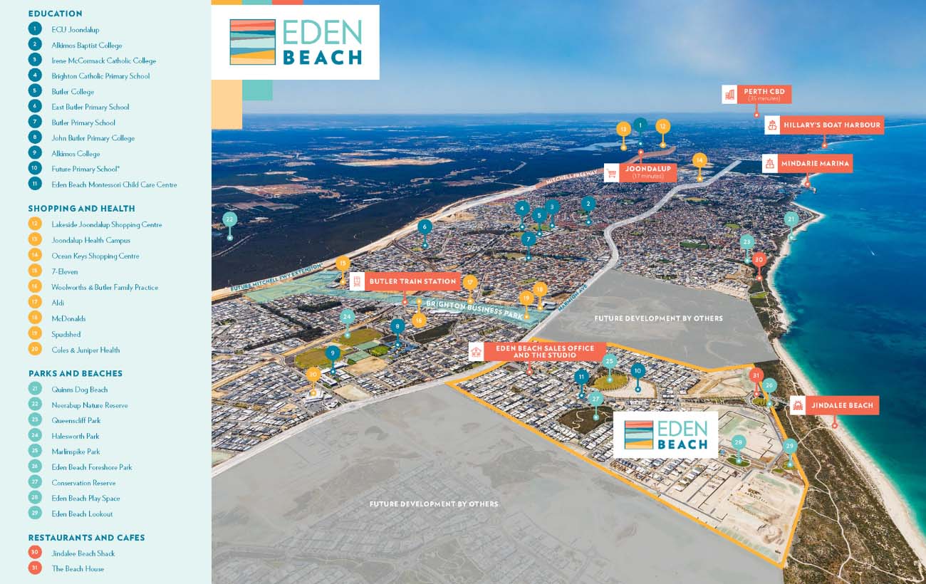 Eden Beach, Jindalee, aerial map
