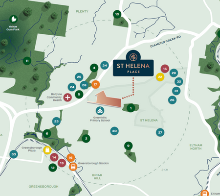 St Helena Place, St Helena internal amenities map.