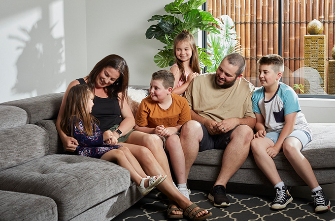 Arcadia, Officer customer testimonial family sitting on the couch