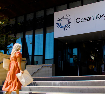 Catalina, Mindarie and Clarkson lady walking into Ocean Keys shopping centre