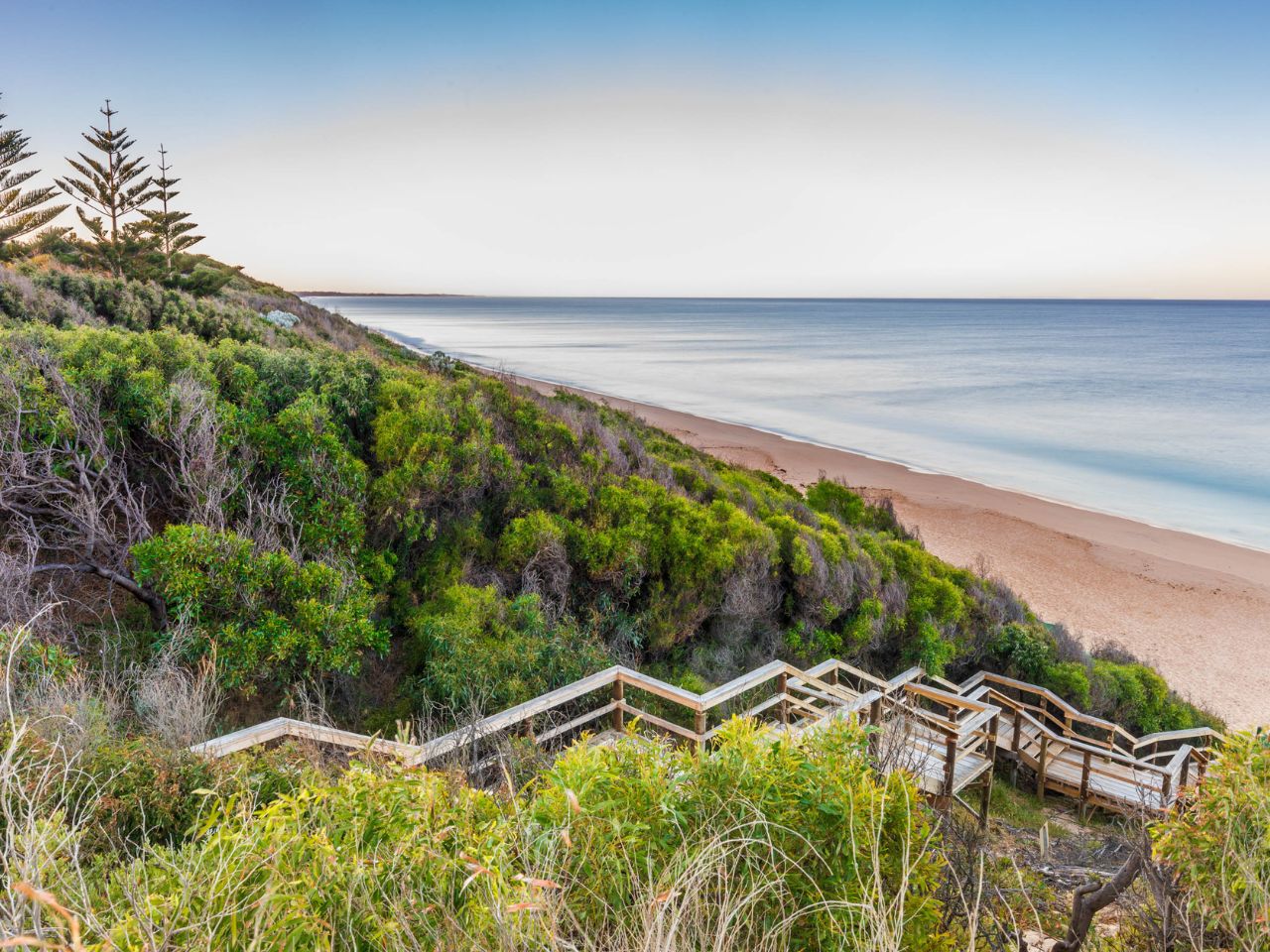 Dalyellup Beach, Dalyellup walking down the staircase to the beach