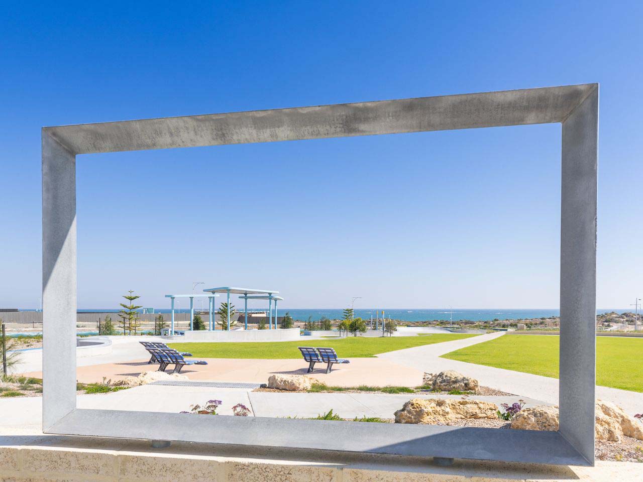 Eden Beach, Jindalee, looking through the frame towards the coastline