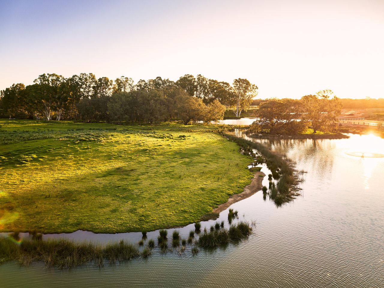 Robinson Grove, Bellevue, aerial view of lake