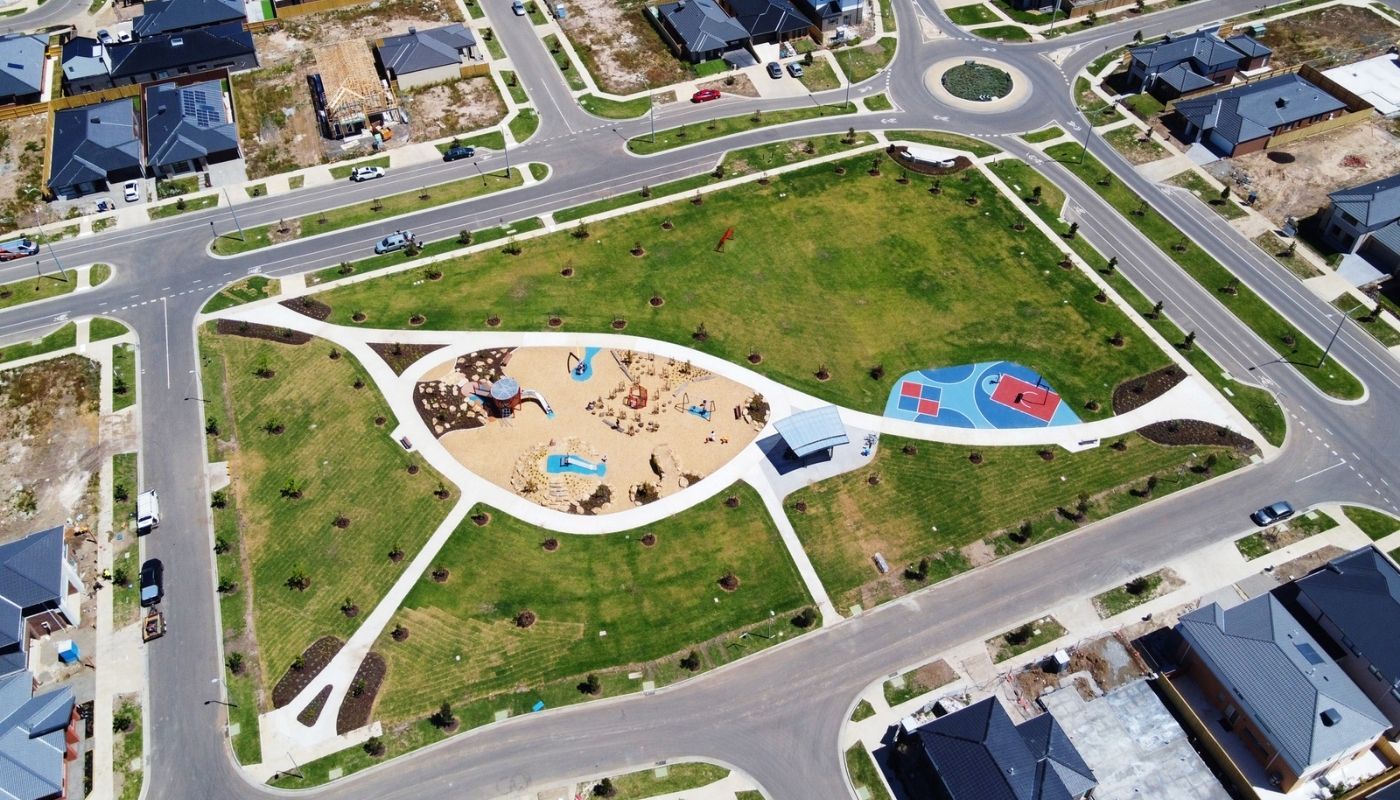 Botanical, Mickleham aerial view of public open space.