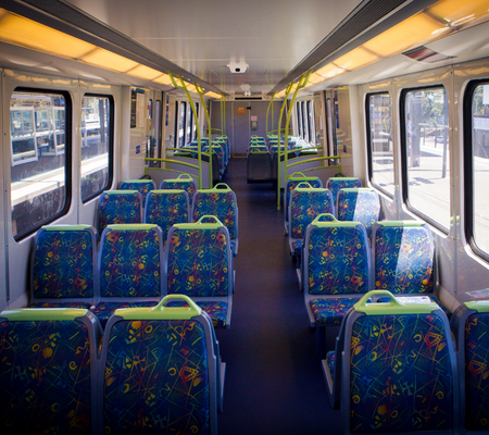 Botanical, Mickleham empty seats in train cart.