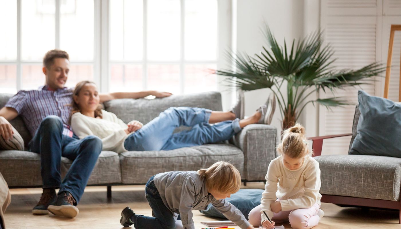Young family enjoying new home