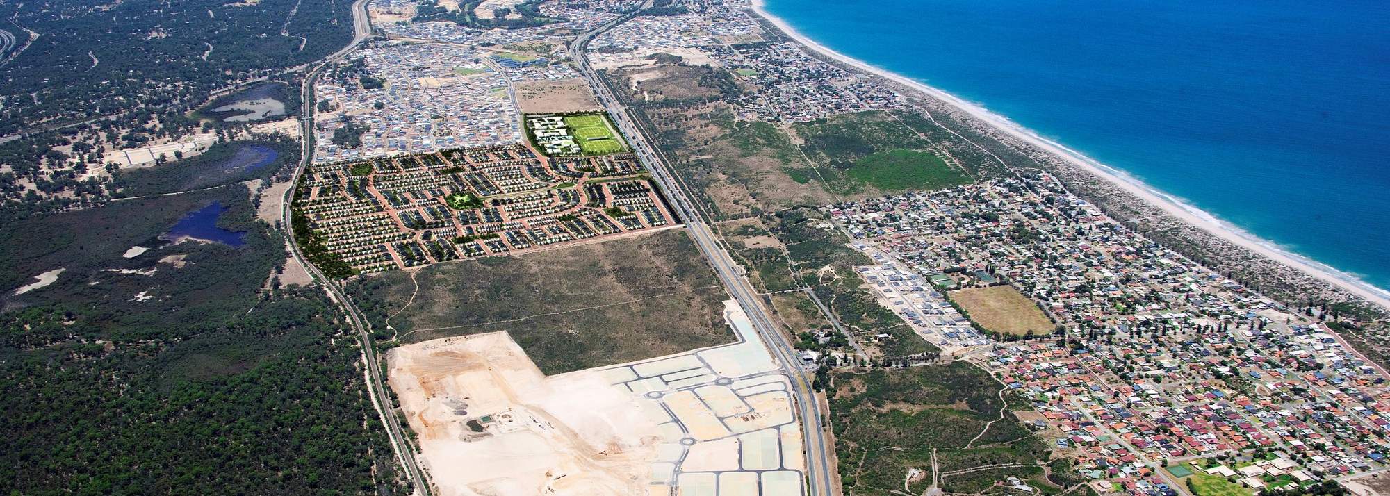 Ocean Hill, Lakelands, aerial view of the area