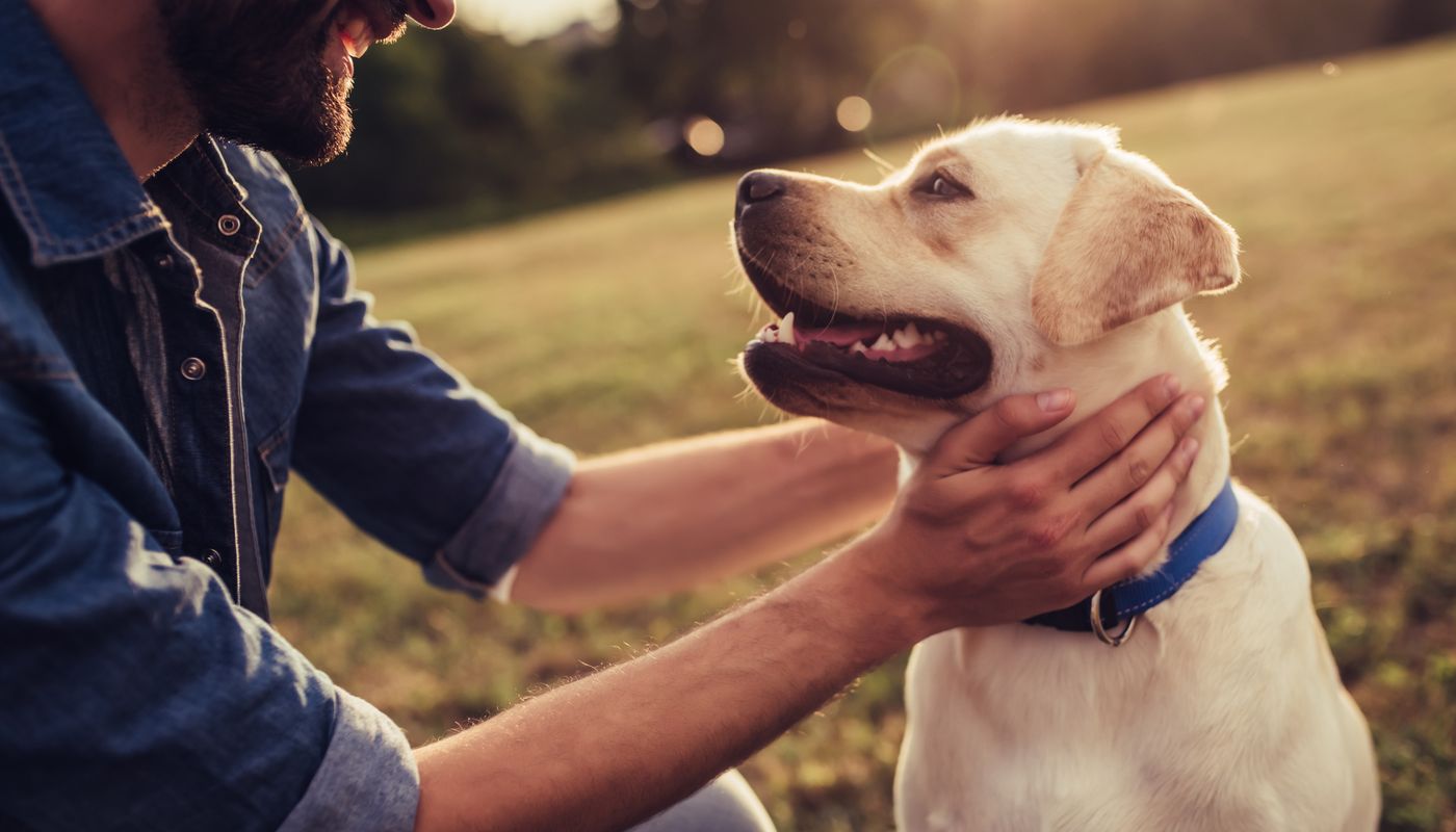 man with his dog