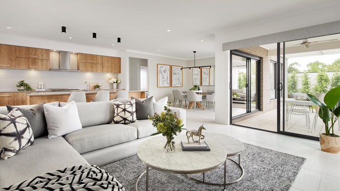 Carlisle Homes Matera kitchen, dining and living areas