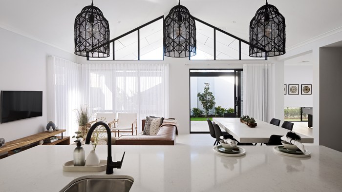 Smart Homes for Living The Grand Tallulah kitchen, dining and living area