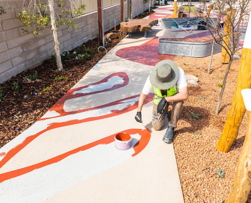 Gallery, Willagee, foot path being painted