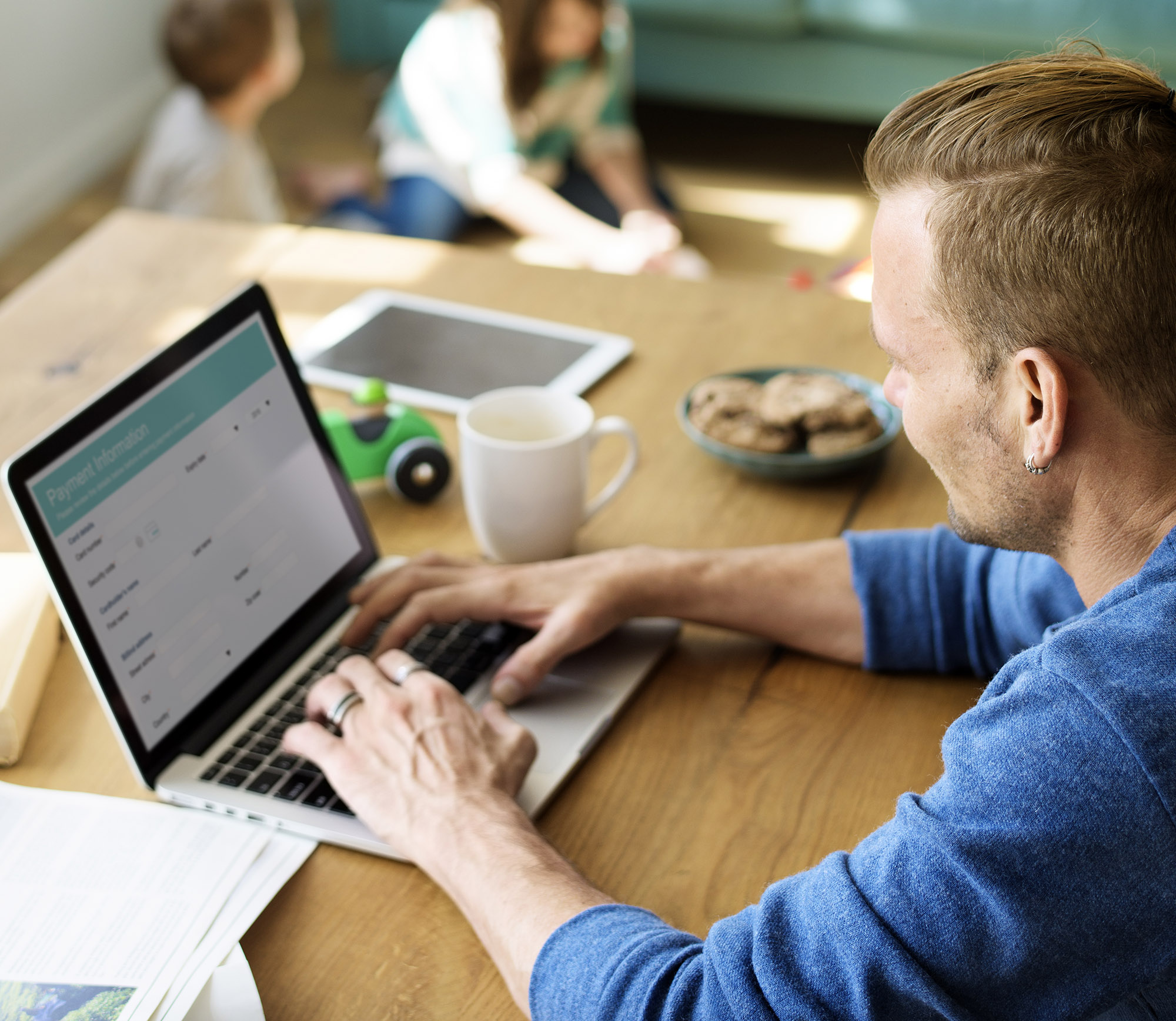 Internet and tv support, male on laptop
