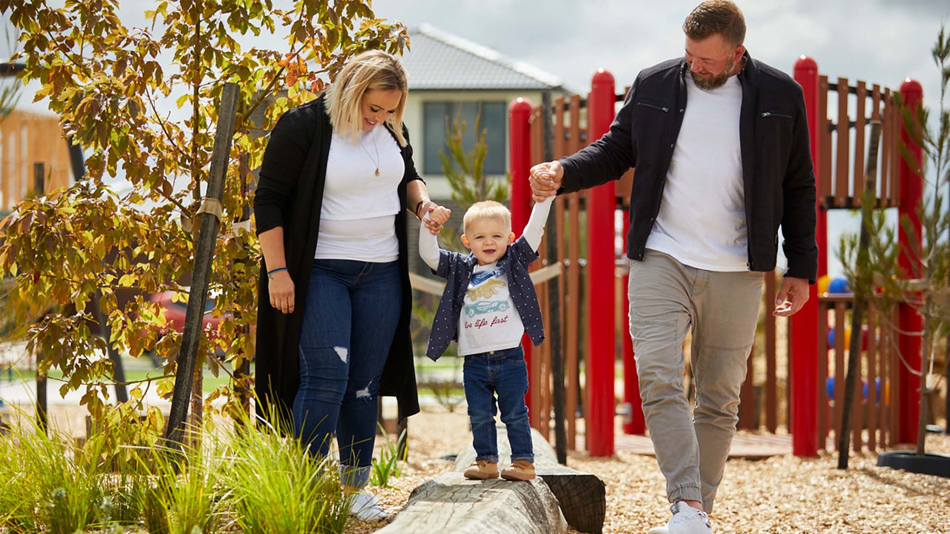Botanical, Mickleham young family in playground at park.