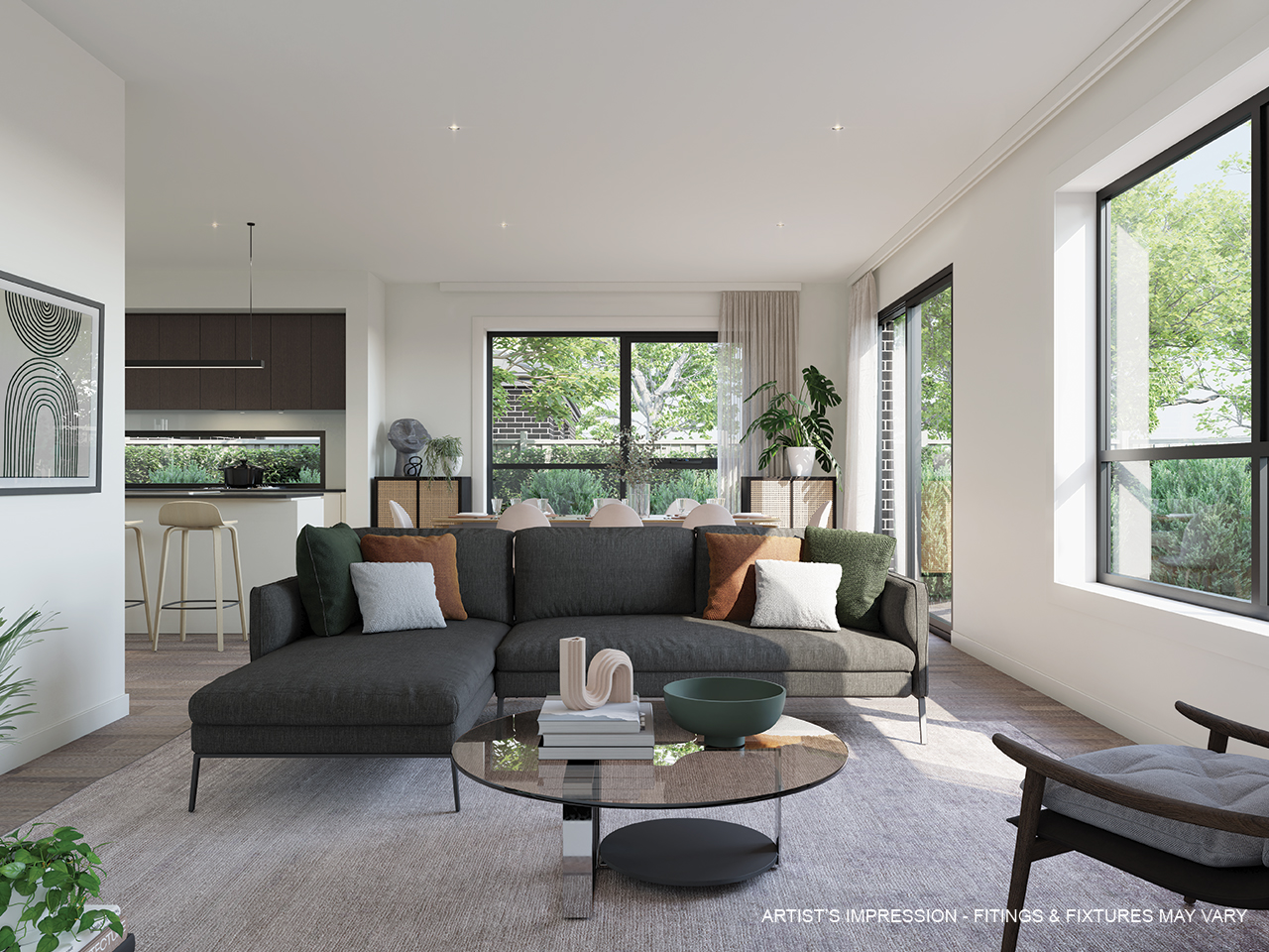 St Helena Living Pepper living room artist impression