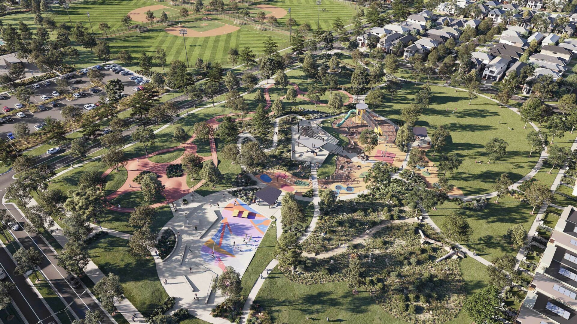Heartford, Donnybrook artist impression of oval and park.