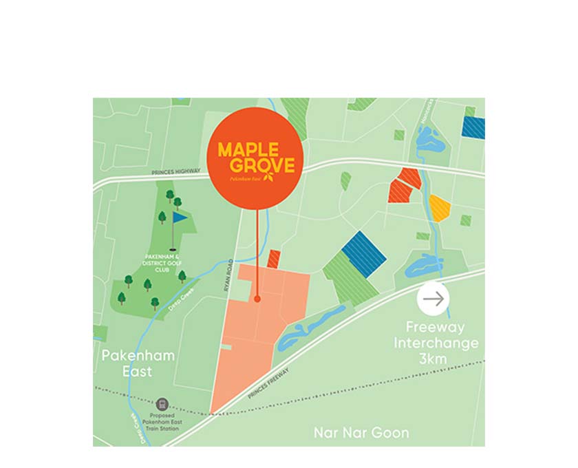 Maple Grove, Pakenham border location map.