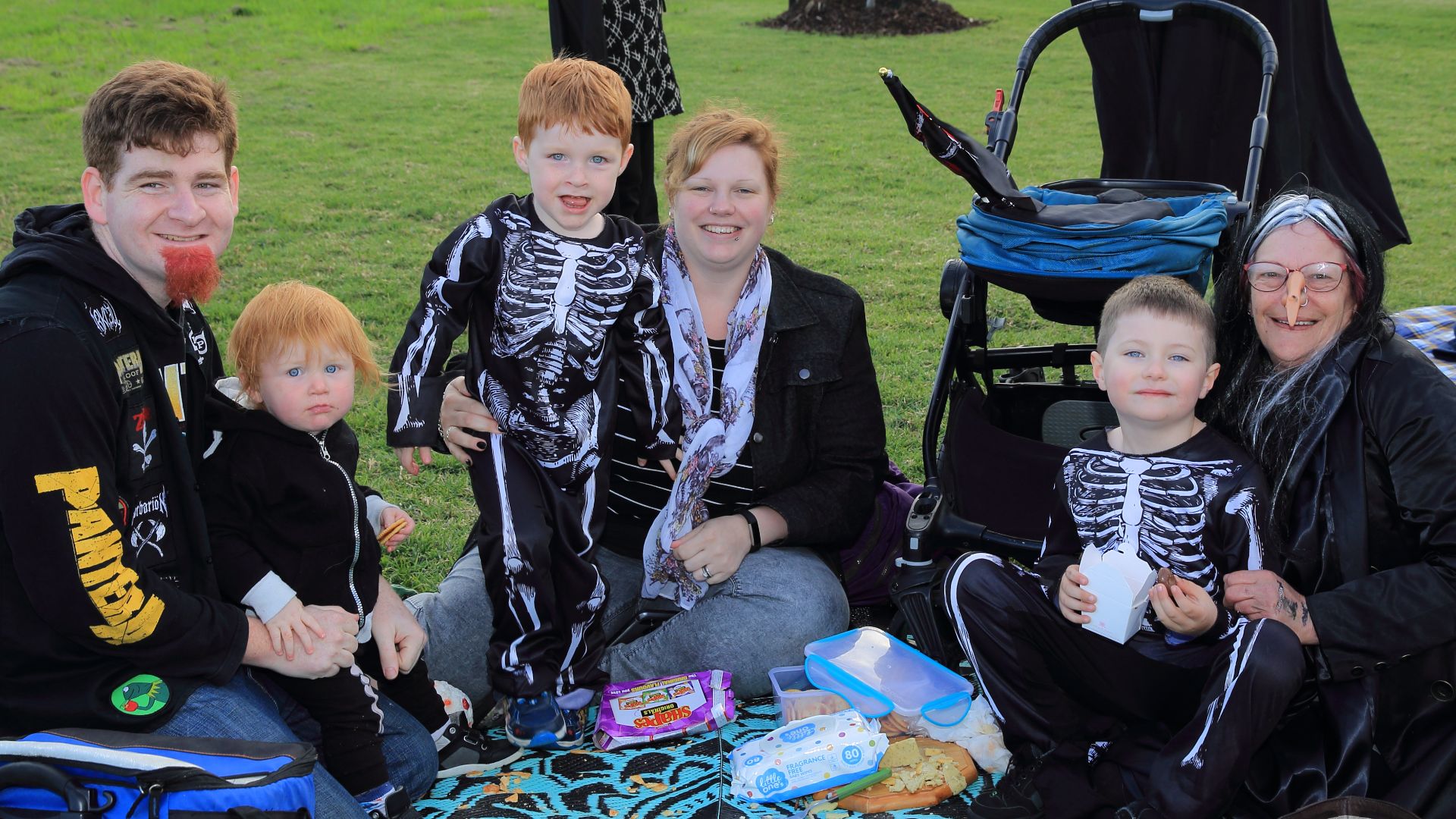 Family dressed up for Halloween party at Arcadia, Azure park
