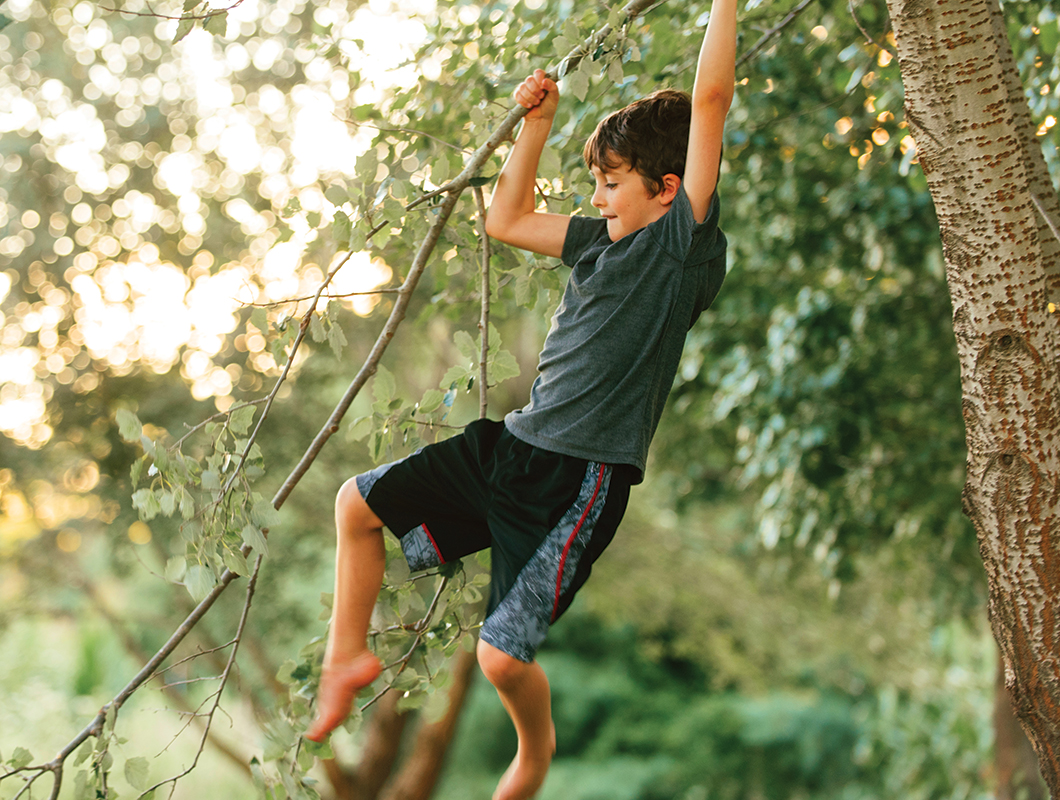 St Helena Place child swinging from tree