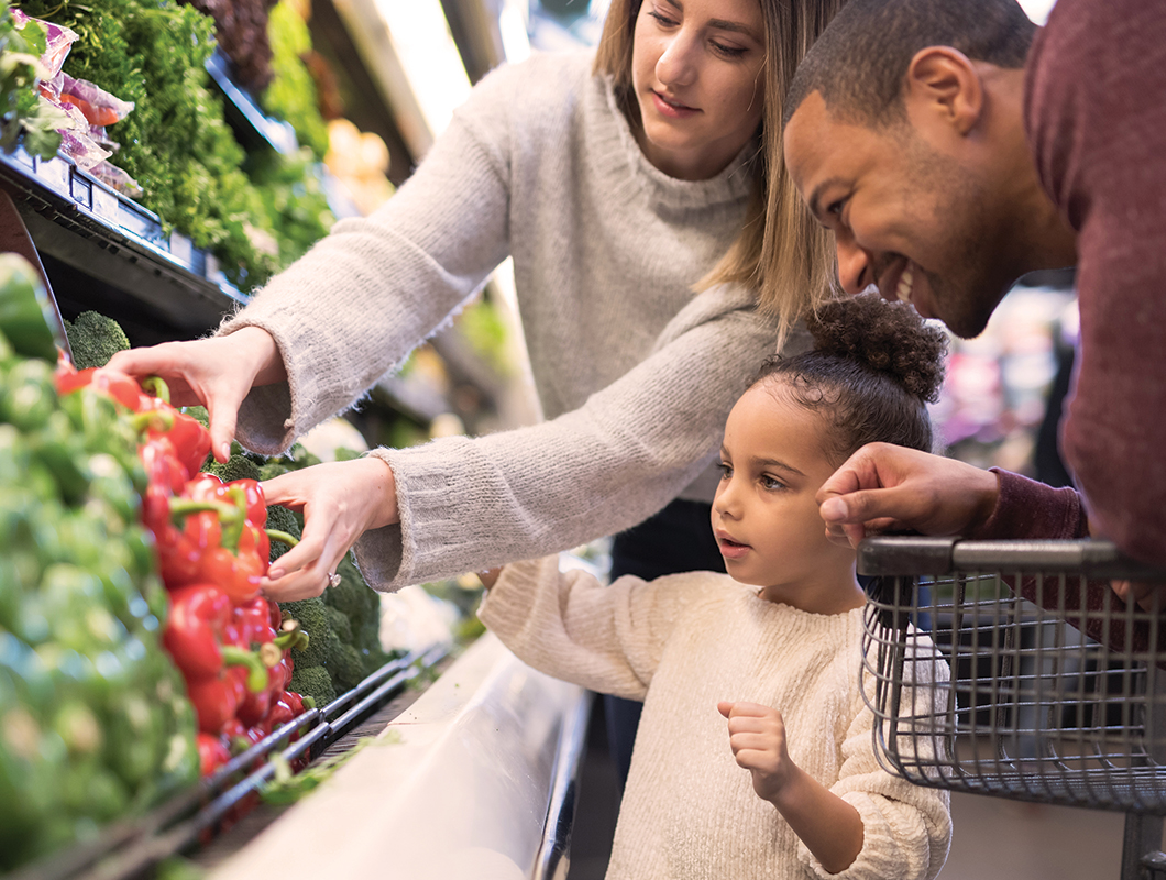 Young family food shopping