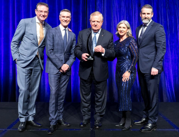 Chief Executive Nigel Satterley AM inducted into the Property Council of Australia Hall of Fame accepting his award with fellow members