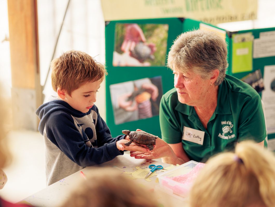 Young children holding a turtle at a community event Clementine, Upper Swan