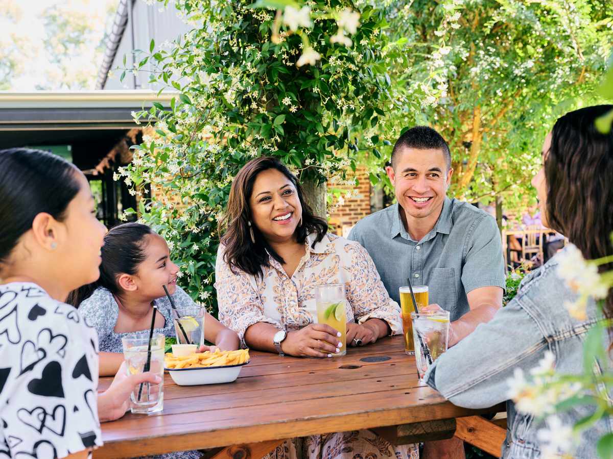 Young family enjoying a lunch out at Clementine in Upper Swan