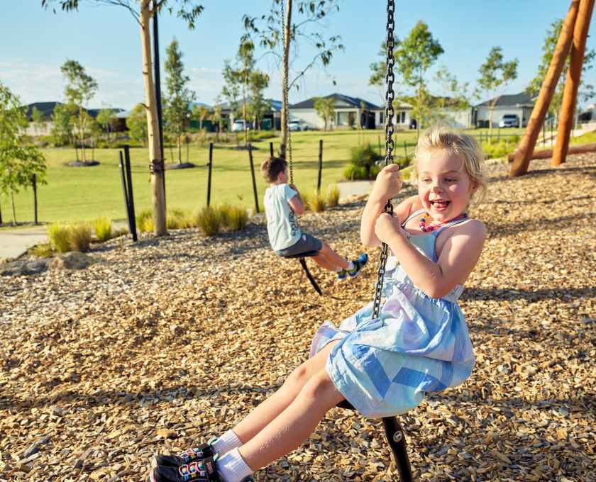 Young children playing on the play equipment at Clementine, Upper Swan