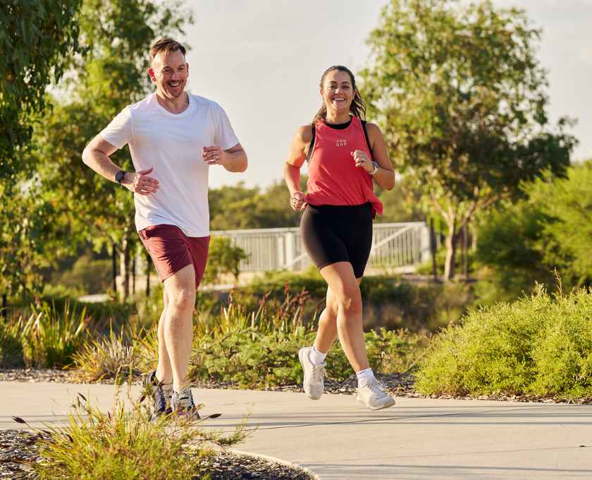 Young couple exercising at Clementine, Upper Swan