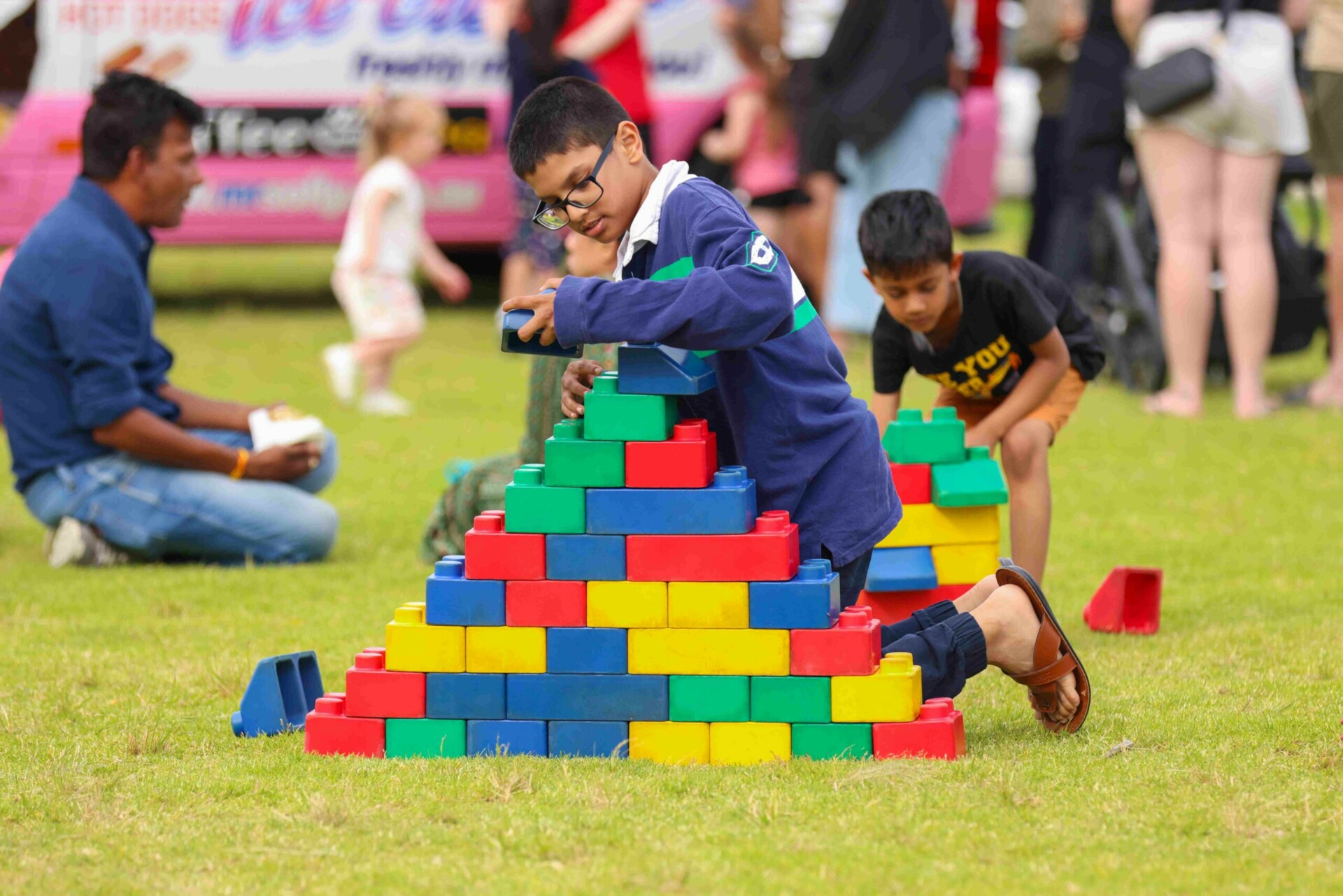 Arcadia Christmas movie night children playing with the blocks