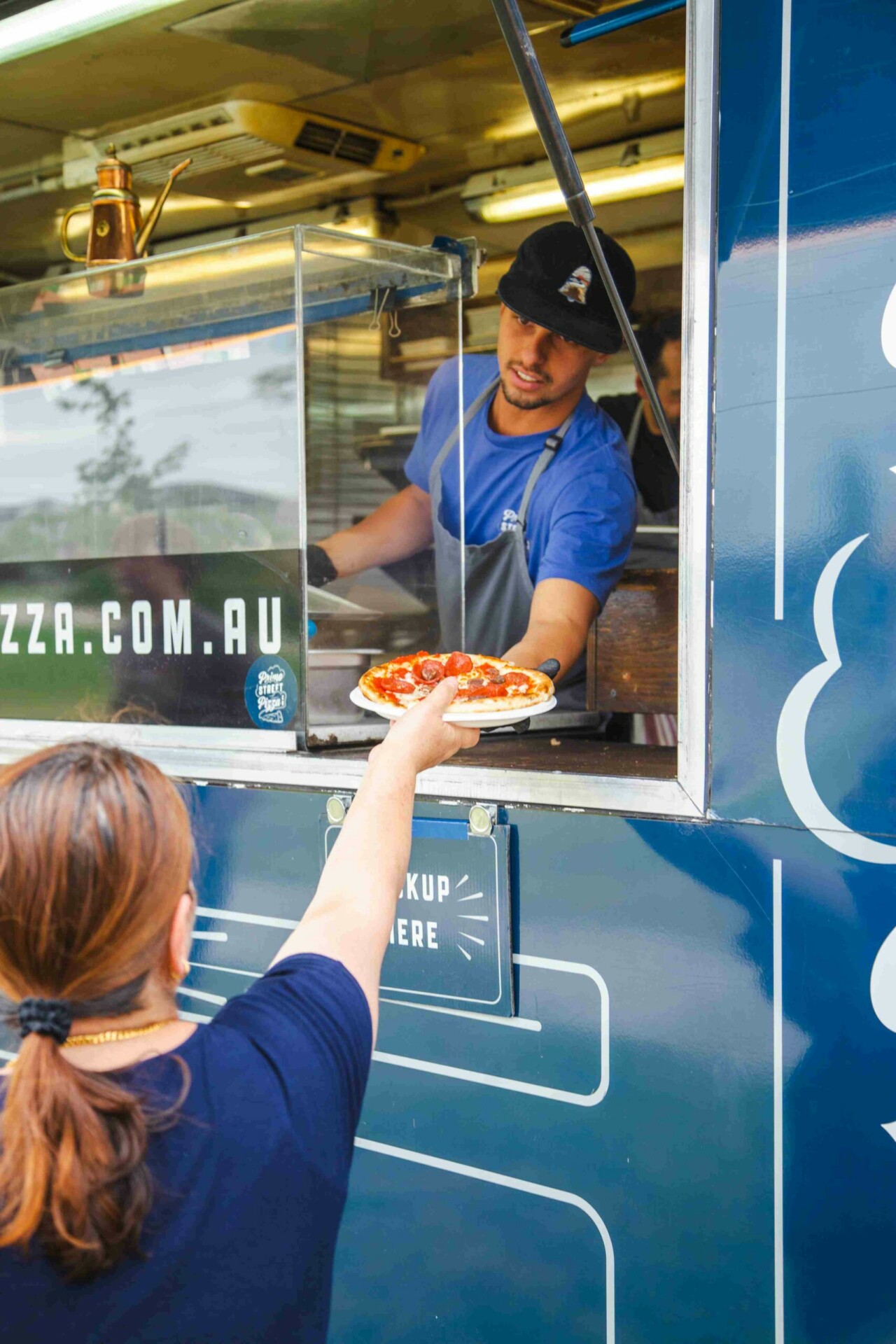 Arcadia Christmas movie night pizza truck