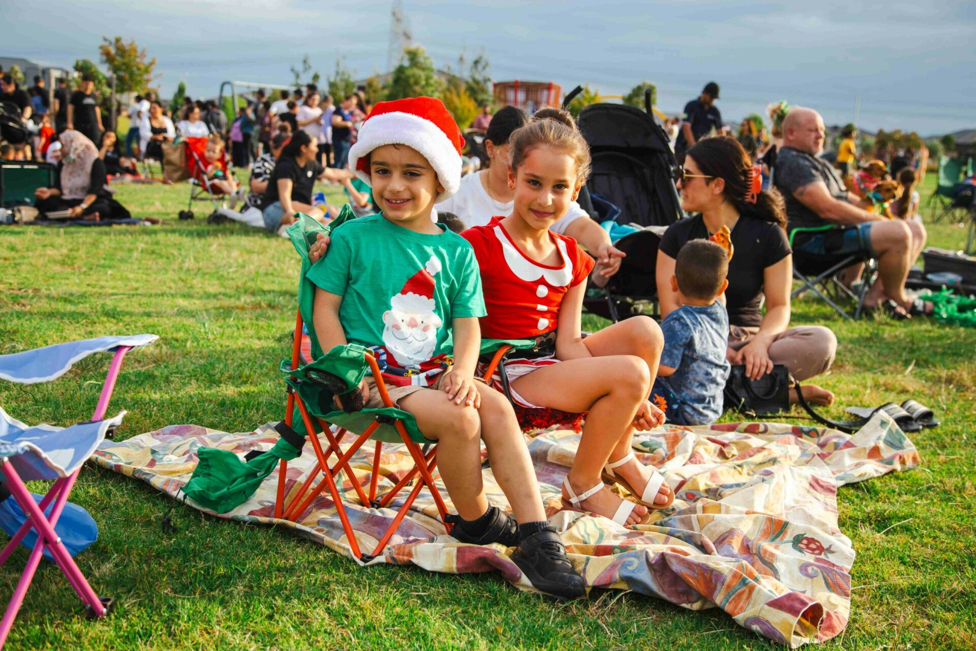 Arcadia Christmas movie night children getting ready for the movie