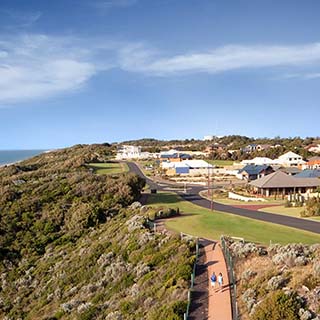 Dalyellup Beach, Dallyelup aerial view of ocean and community