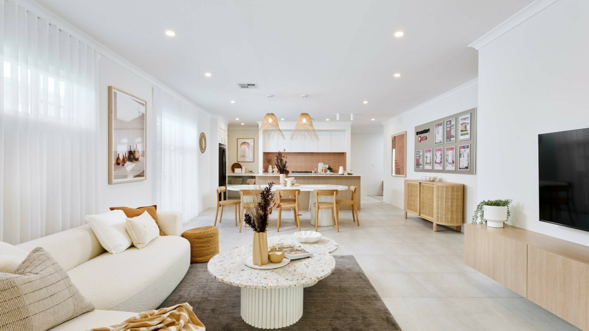 Eden Beach Dream Start Homes The Miami living, dining and kitchen