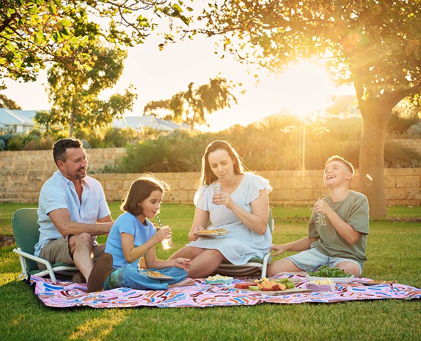 Seaside, Madora Bay young family enjoying a picnic