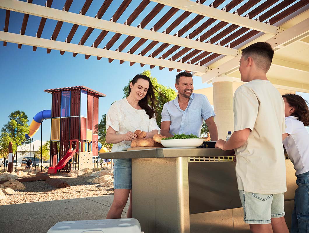 Seaside, Madora Bay young family enjoying a barbeque
