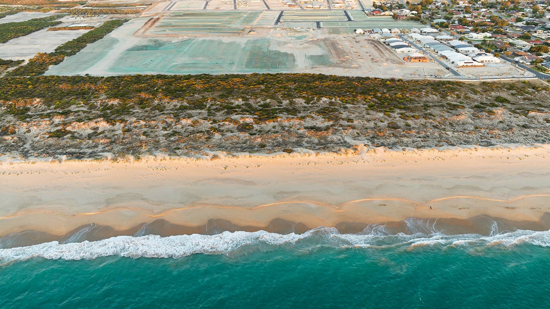 Seaside aerial view from the ocean