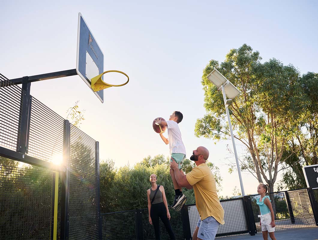 Allara, Eglinton young family playing basketball