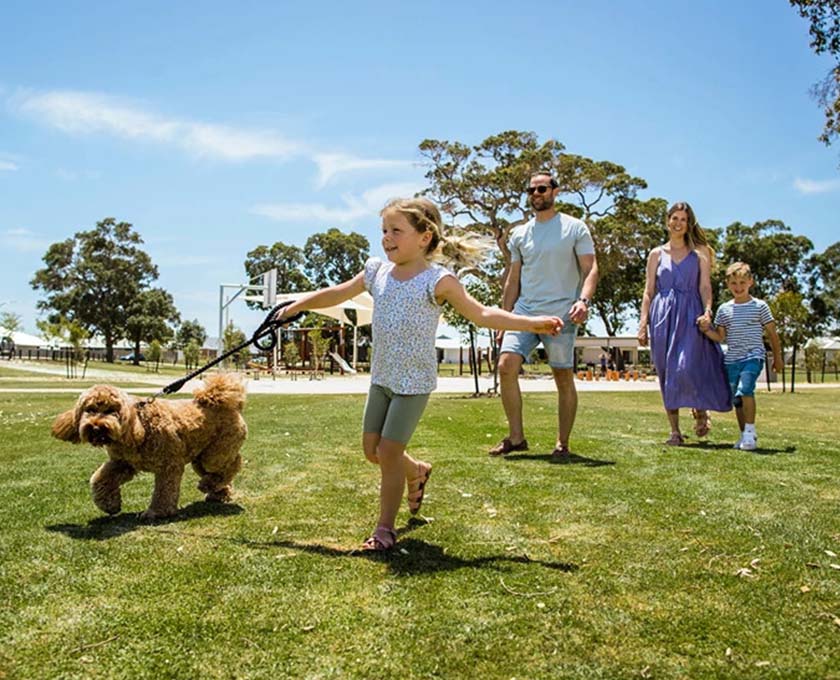 The Glades, Byford family walking in the park
