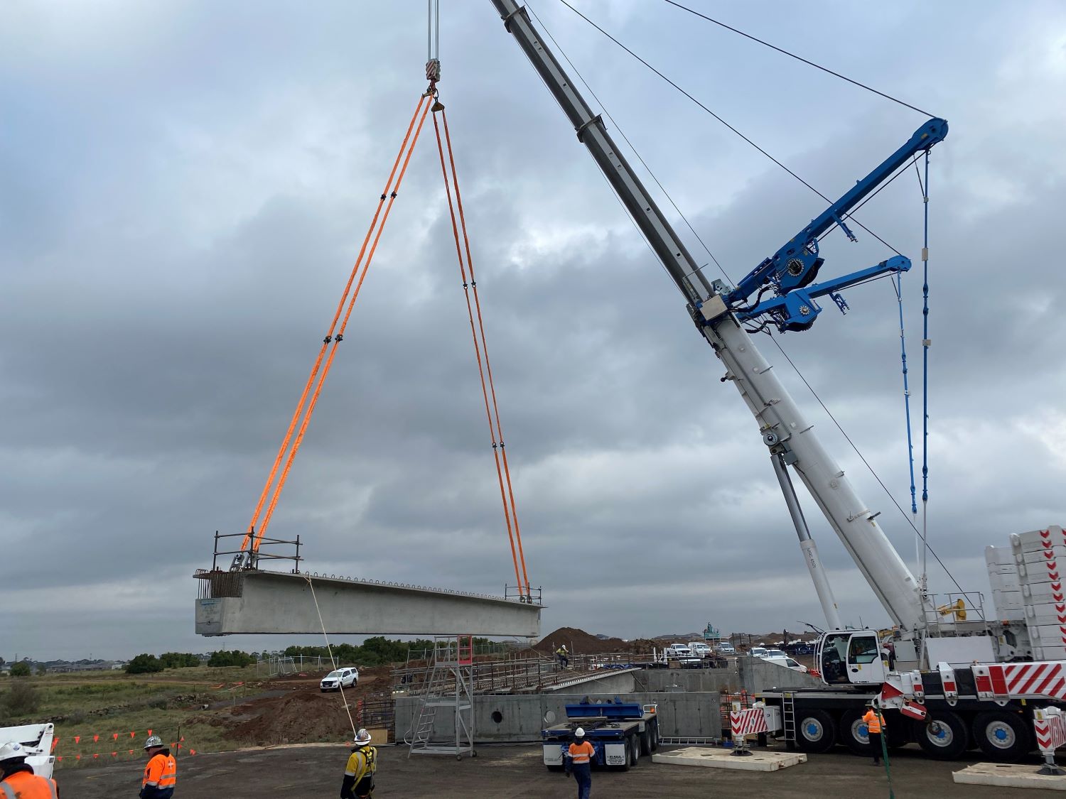 Bluestone Skeleton Creek bridge beam installation