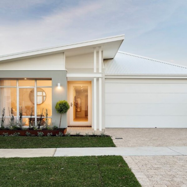 display home elevation, blue sky